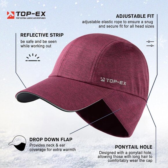 Water-Resistant Unisex Winter Baseball Cap Fleece Lining Adjustable Fit - Picture 6 of 6